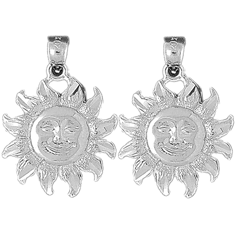 Sterling Silver 29mm Sun Earrings