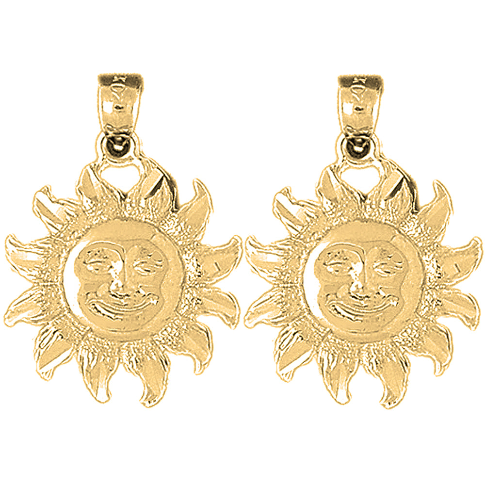 14K or 18K Gold 29mm Sun Earrings