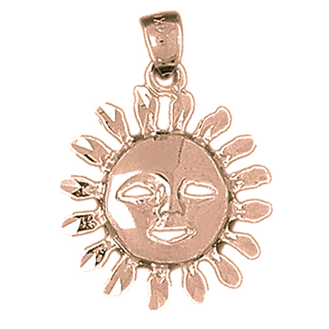 10K, 14K or 18K Gold Sun Pendant