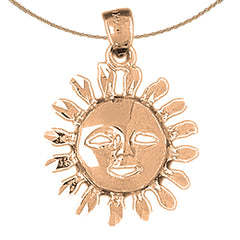 10K, 14K or 18K Gold Sun Pendant