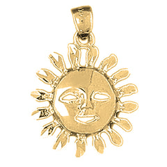 10K, 14K or 18K Gold Sun Pendant