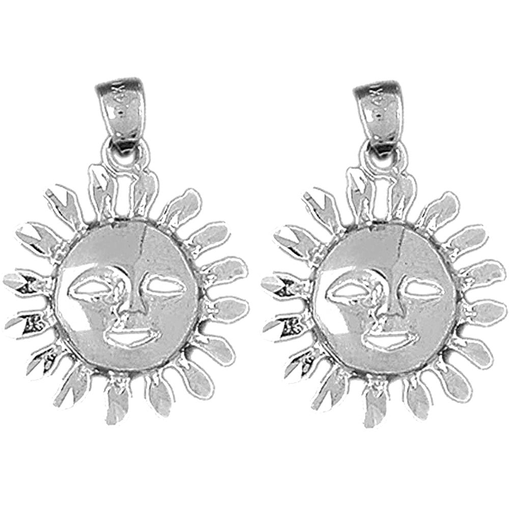 Sterling Silver 26mm Sun Earrings