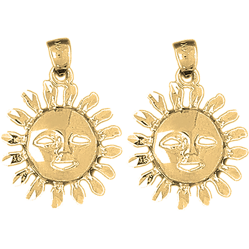 Yellow Gold-plated Silver 26mm Sun Earrings