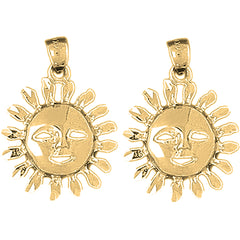 Yellow Gold-plated Silver 26mm Sun Earrings