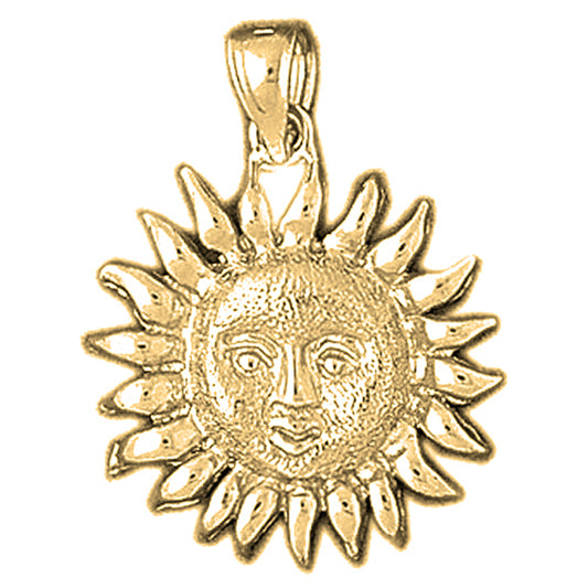 10K, 14K or 18K Gold Sun Pendant