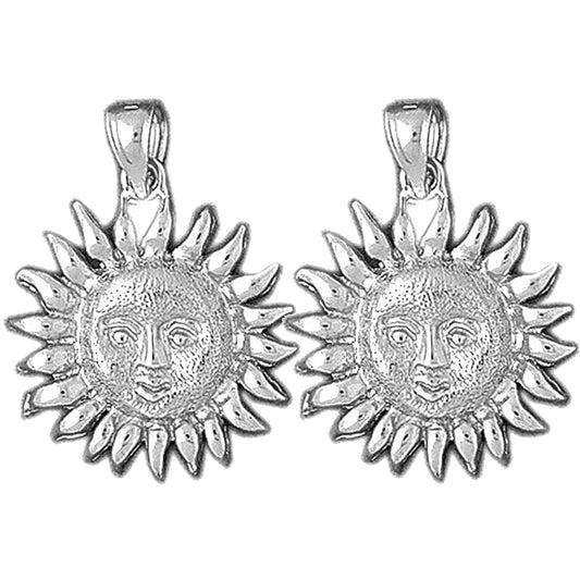 Sterling Silver 26mm Sun Earrings