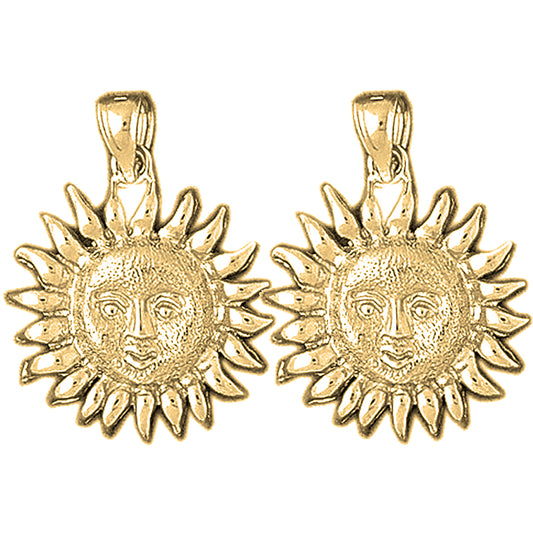 Yellow Gold-plated Silver 26mm Sun Earrings