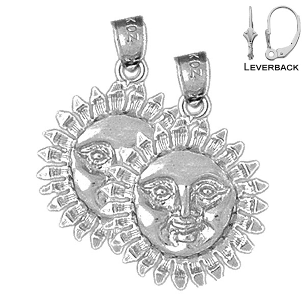 Sterling Silver 24mm Sun Earrings (White or Yellow Gold Plated)