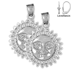 Sterling Silver 24mm Sun Earrings (White or Yellow Gold Plated)