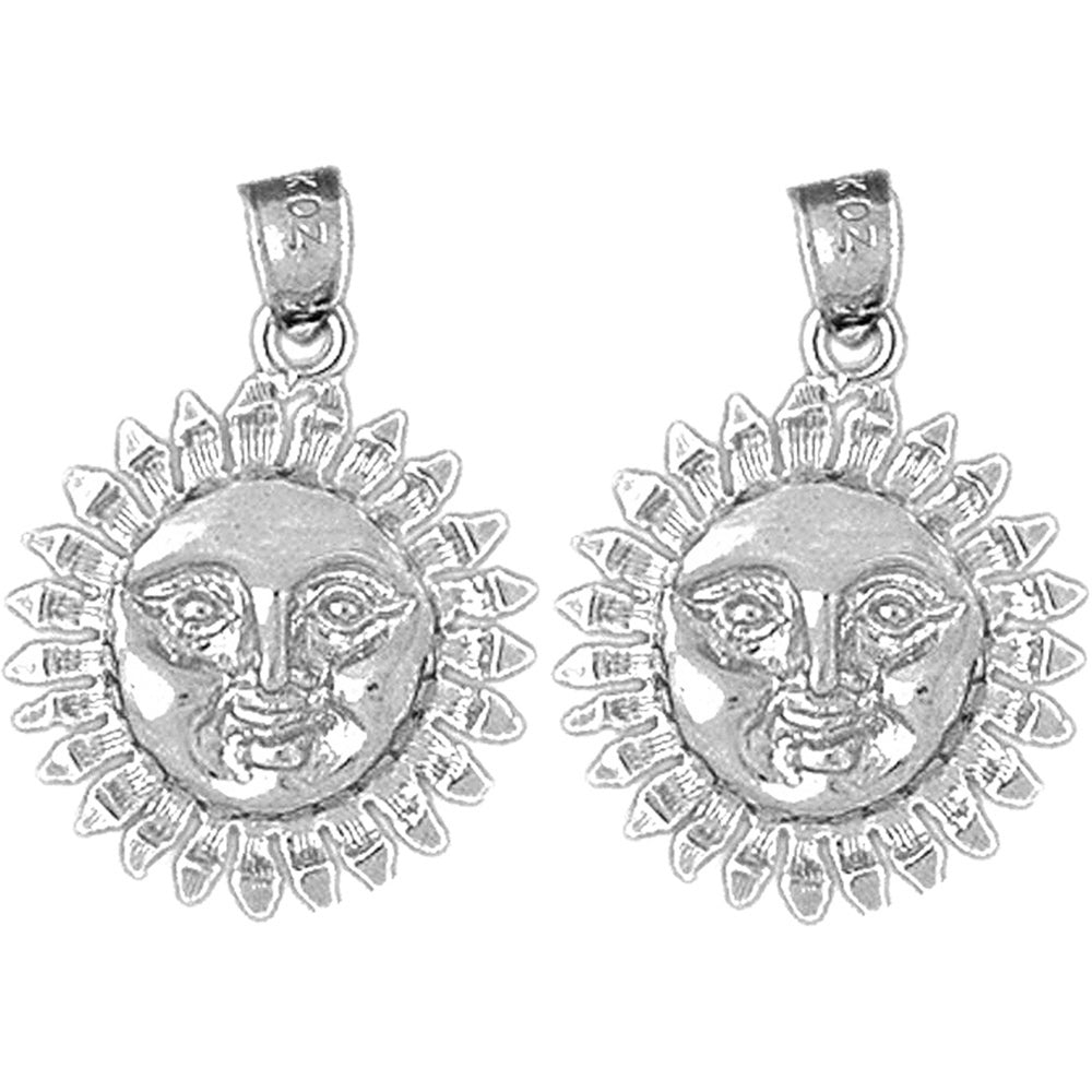 Sterling Silver 24mm Sun Earrings