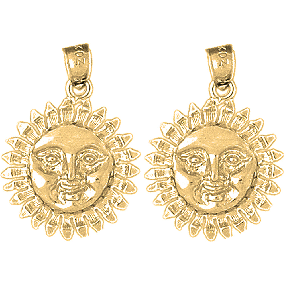 14K or 18K Gold 24mm Sun Earrings