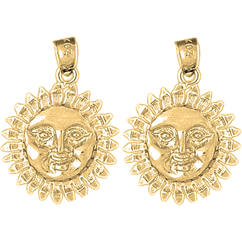 Yellow Gold-plated Silver 24mm Sun Earrings