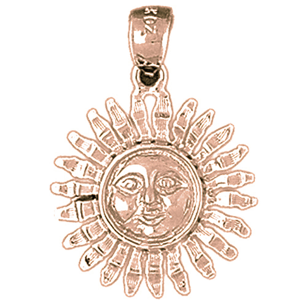 10K, 14K or 18K Gold Sun Pendant