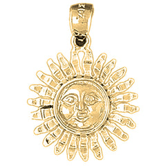 10K, 14K or 18K Gold Sun Pendant