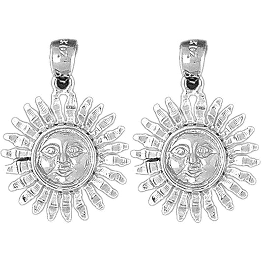 Sterling Silver 26mm Sun Earrings