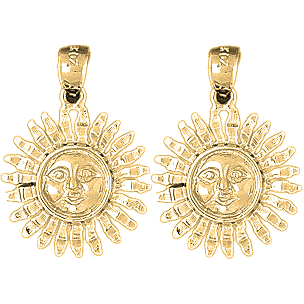 Yellow Gold-plated Silver 26mm Sun Earrings