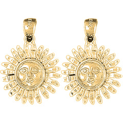 Yellow Gold-plated Silver 26mm Sun Earrings