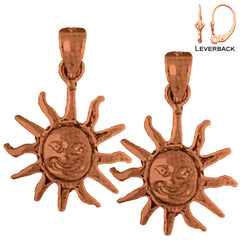 Pendientes de Sol de Oro de 14K o 18K de 21mm