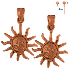 Pendientes de Sol de Oro de 14K o 18K de 21mm