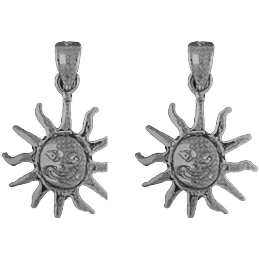 Sterling Silver 21mm Sun Earrings