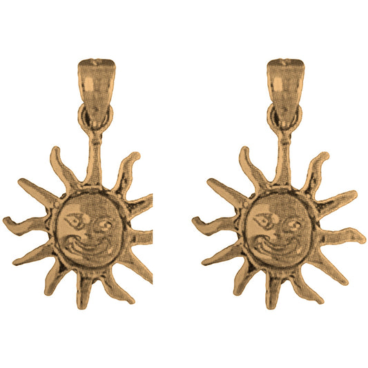 Yellow Gold-plated Silver 21mm Sun Earrings