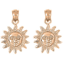 14K or 18K Gold 22mm Sun Earrings