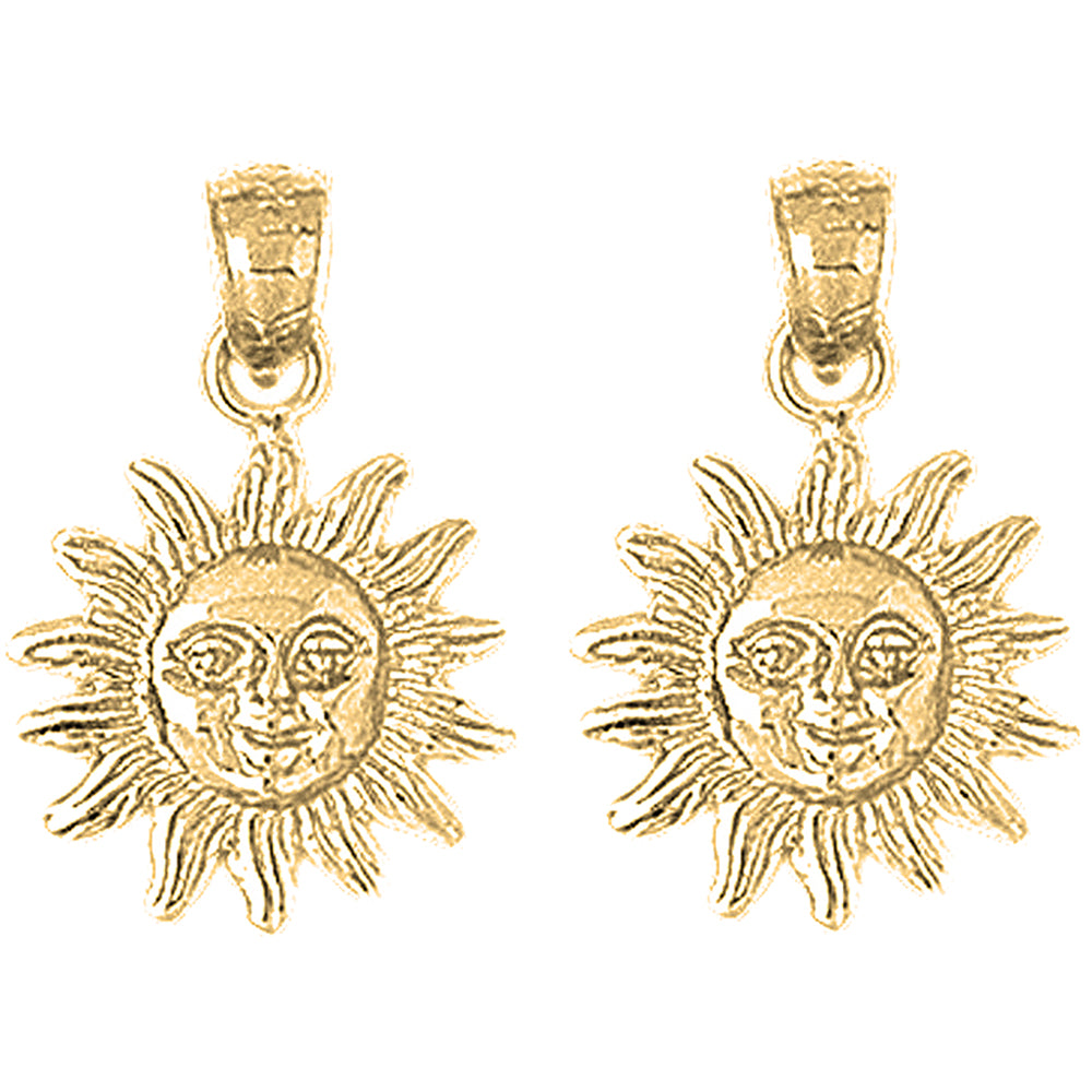 14K or 18K Gold 22mm Sun Earrings