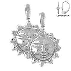 Sterling Silver 16mm Sun Earrings (White or Yellow Gold Plated)