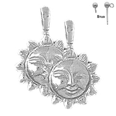 Sterling Silver 16mm Sun Earrings (White or Yellow Gold Plated)