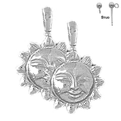 Pendientes de sol de plata de ley de 16 mm (chapados en oro blanco o amarillo)