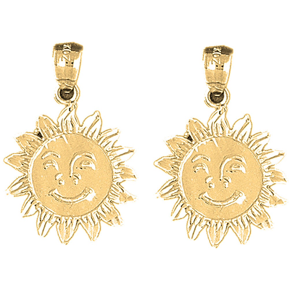 14K or 18K Gold 26mm Sun Earrings