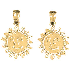 14K or 18K Gold 26mm Sun Earrings