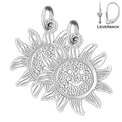 Sterling Silver 21mm Sun Earrings (White or Yellow Gold Plated)