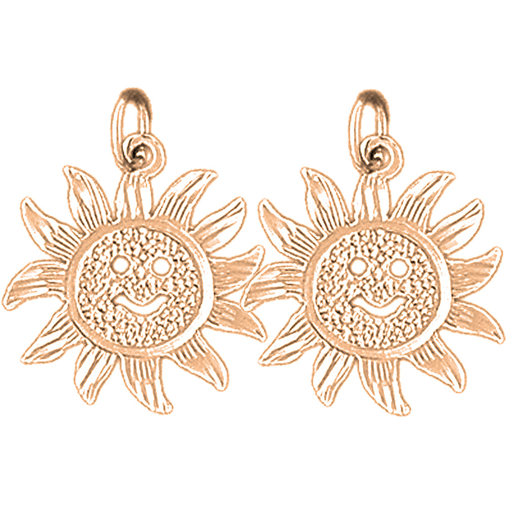 14K or 18K Gold 21mm Sun Earrings