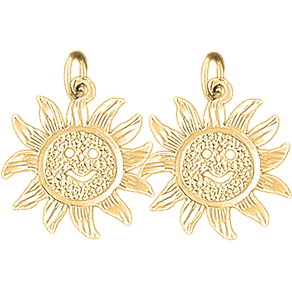 Yellow Gold-plated Silver 21mm Sun Earrings