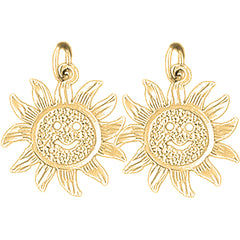 Yellow Gold-plated Silver 21mm Sun Earrings