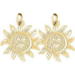 14K or 18K Gold 21mm Sun Earrings