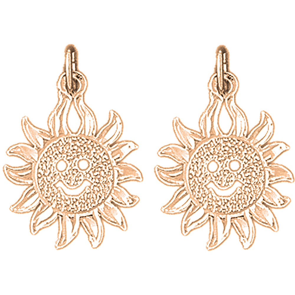 14K or 18K Gold 21mm Sun Earrings