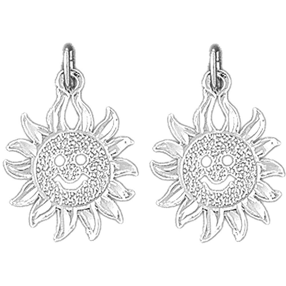 Sterling Silver 21mm Sun Earrings