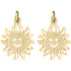 Yellow Gold-plated Silver 21mm Sun Earrings