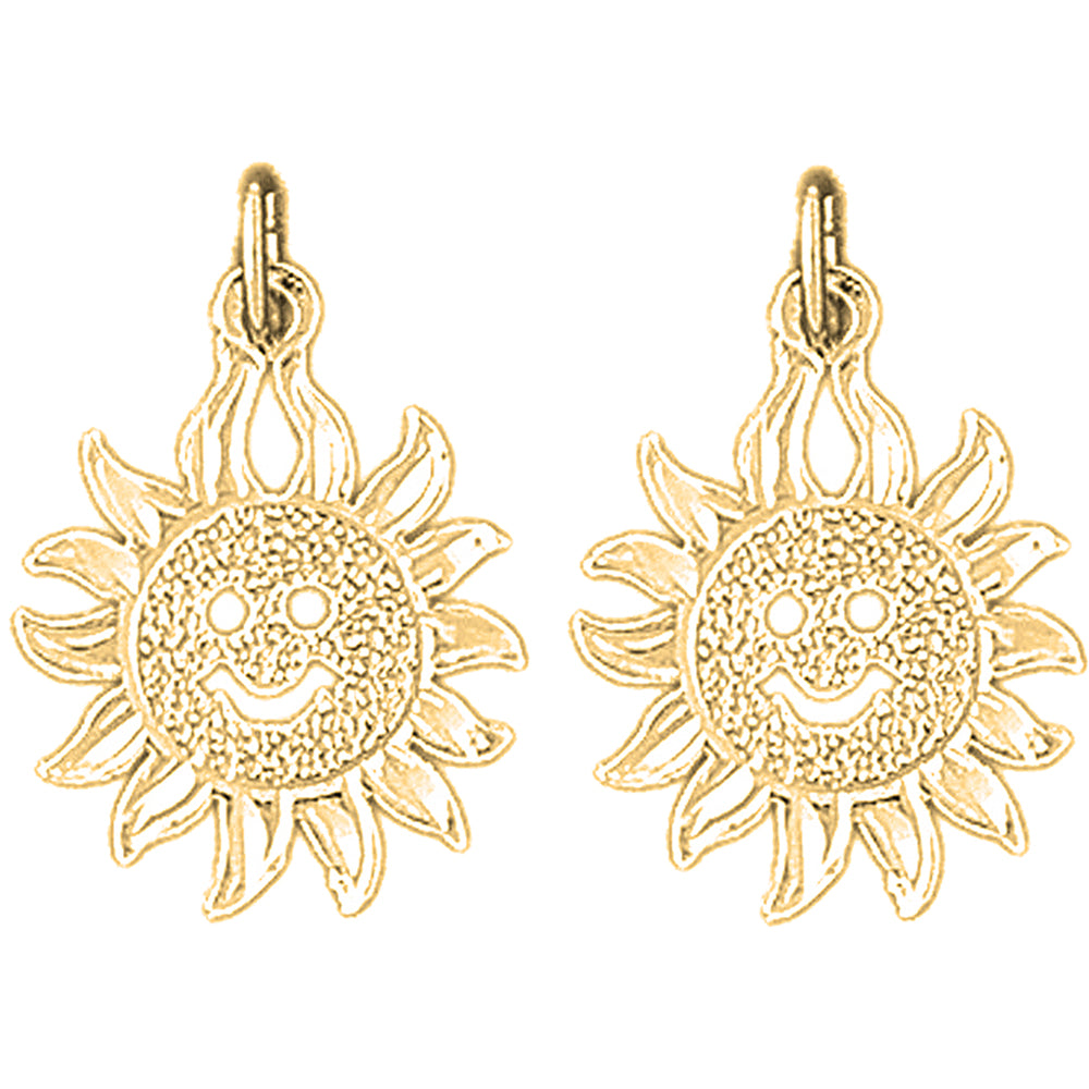 14K or 18K Gold 21mm Sun Earrings