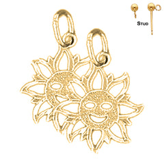Sterling Silver 18mm Sun Earrings (White or Yellow Gold Plated)