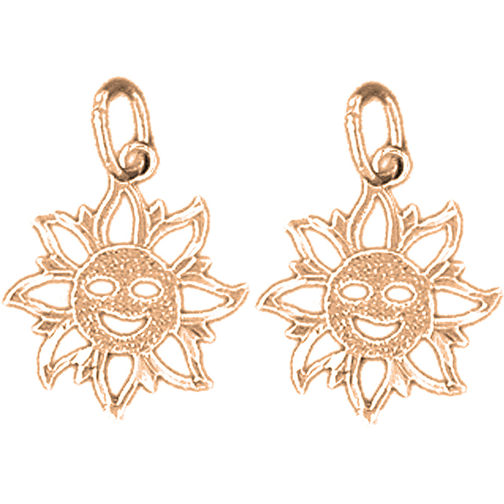 14K or 18K Gold 18mm Sun Earrings