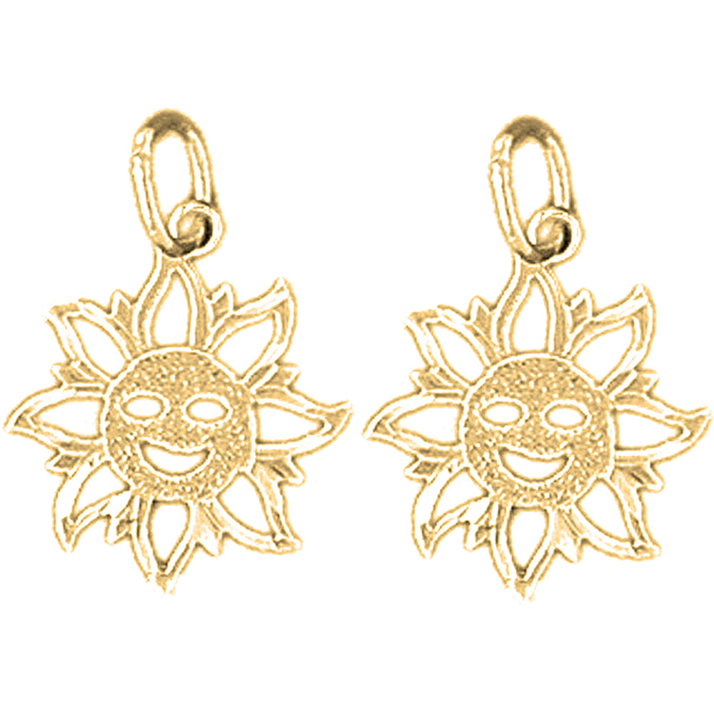 Yellow Gold-plated Silver 18mm Sun Earrings