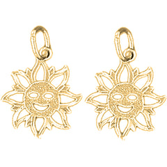 Yellow Gold-plated Silver 18mm Sun Earrings