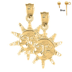 Pendientes de sol de plata de ley de 24 mm (chapados en oro blanco o amarillo)