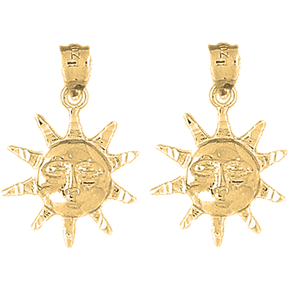 Yellow Gold-plated Silver 24mm Sun Earrings