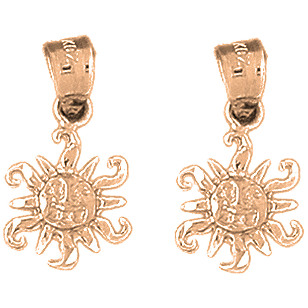 14K or 18K Gold 20mm Sun Earrings