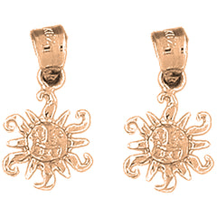 14K or 18K Gold 20mm Sun Earrings