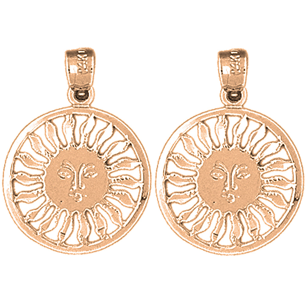 14K or 18K Gold 23mm Sun Earrings